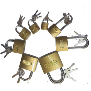 Brass Colored Iron Padlock 25 32 38 50 63 75mm Rectangular Single Lever <b>Locking</b> For Gate <b>Cabinet</b> Window Security - Product Image 2