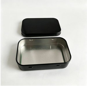<b>Small</b> Black <b>Slide</b> Rectangle Tinplate Tin Box Custom Logo Eco-Friendly Recyclable Storage Case for Card Cosmetic Accessory Gift - Product Image 2