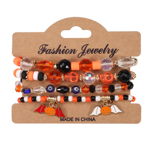 Halloween multicouche chauve-souris citrouille araignée Bracelet suspendu cristal artificiel <span class=keywords><strong>perle</strong></span> en céramique douce pour la vente en gros N240961 - Product Image 3