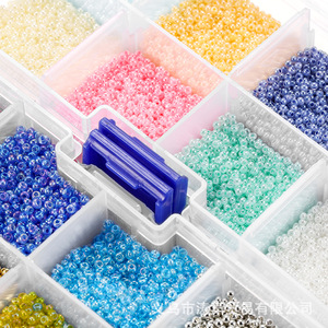 Cuentas de vidrio de 2 mm, 1800 unidades x 8 colores, para hacer joyas, manualidades, suministros de bricolaje en caja - Product Image 4