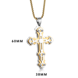 Pendentif croix incurvée classique en acier inoxydable blanc bijoux religieux pour femmes - Product Image 5