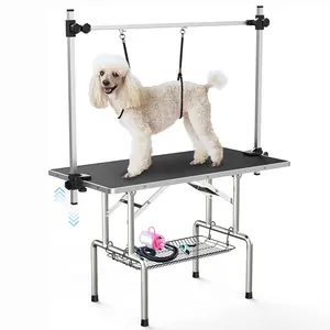 Ayarlanabilir paslanmaz çelik Pet köpek bakım masası profesyonel taşınabilir kırpma masa Noose ve kelepçe ile katlanabilir masa