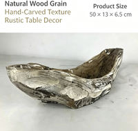Plateau en bois massif de forme bateau, fabriqué en usine, 50x13x6,5 cm