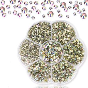 Pour <span class=keywords><strong>Amazon</strong></span> et Aliexpress 3D <span class=keywords><strong>strass</strong></span> Ss4-Ss20 verre plat fond diamant mixte Nail Art bijoux avec ABS fleur de prunier ensemble boîte - Product Image 1