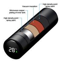 Bouteille d'eau intelligente en acier inoxydable de 500 ml PT Wholesale avec affichage numérique de la température, bouteille thermos intelligente