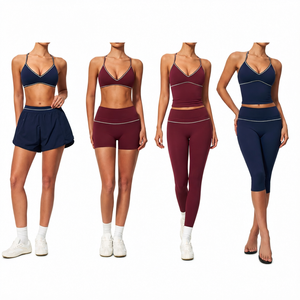 Ensemble de yoga pour femmes, ensemble de vêtements de sport 6 pièces, soutien-gorge de sport à bretelles, short taille haute, leggings, tenue de fitness - Product Image 1