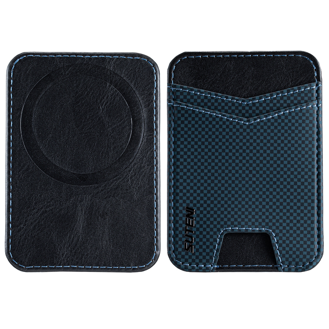 SUTENI Mobile Phone Magnet Pocket Lightweight Card Holder Storage Push Card Hole RFID Anti-skimming Faux Leather Case Bag Wallet