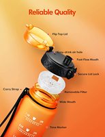 Gourde 32OZ, 500ML, 700ML, 900ML, sans BPA, écologique, bouteille, infuseur de fruits, pour le sport, marquage de l'heure