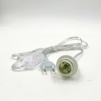 Prise transparente de spécification européenne + interrupteur transparent 303 + support de lampe blanc E14 à demi-étaiement avec anneau simple