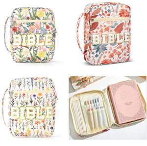Elegante Funda Protectora Diaria para Biblia, Bolsa de Transporte con Cierre y Diseño Floral - Product Image 1