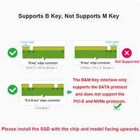 Konverter Kartu Adaptor M2 NGFF SSD ke 3 dengan Protokol Kunci B B&M untuk Faktor Bentuk 2230/2280/2242