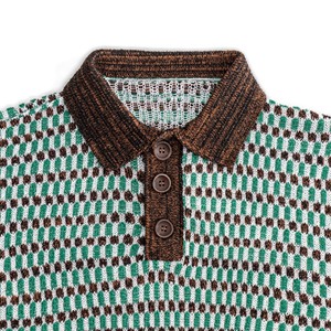 Maglione Pullover a Maniche Corte AiNear all'Ingrosso con Logo Personalizzato e Design OEM & ODM, Collo a <span class=keywords><strong>Polo</strong></span> in <span class=keywords><strong>Jacquard</strong></span>, Misto Lana da Uomo - Product Image 2