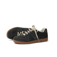 Sneakers unisexes rétro en cuir véritable, confortables, à lacets, semelle plate, classiques, populaires, style allemand, décontractées
