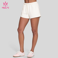 Shorts de détente amples à pois en molleton 100 % coton respirant, personnalisables avec logo ODM HUCAI pour femme