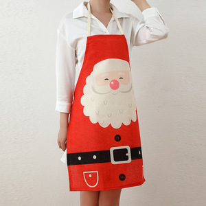 Nuevas decoraciones navideñas transfronterizas, delantal navideño de tela estampada con diseño de Papá Noel, decoraciones para restaurantes, bares y fiestas. - Product Image 3