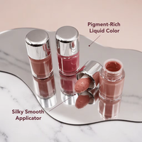 Fard à joues liquide fini naturel pour le visage, marque privée, cosmétiques pour les joues, les yeux et les lèvres avec houppette, longue tenue, logo personnalisé