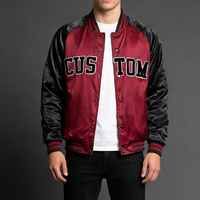 Blouson de basket universitaire personnalisé avec logo, style décontracté, en satin, coupe bomber pour homme, design color block, grande taille, fin et imperméable au vent