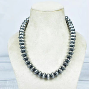 สร้อยคอเงินแท้ทำมือประดับมุกทรงจาน 14 มม. ยาว 26 นิ้ว เครื่องประดับหรูหรา ของขวัญสำหรับเธอ - Product Image 1