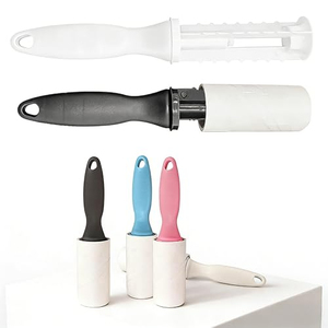 Rouleau anti-poils en plastique à manche droit, personnalisable, réutilisable, avec papier adhésif détachable, pour l'élimination des poils d'animaux et des taches sur les vêtements - Vente en gros OEM - Product Image 1