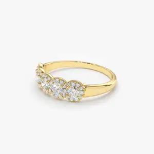 VLOVE Homens Anéis Moda Jóias Broches Ouro 14K Banda De Casamento De Diamante Jewelri Diamante
