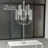Saixin Fabrikverkauf 11-armiger Transparenter Hoher Kristall-Kerzenleuchter für Heimdekoration und Besondere Hochzeitsanlässe