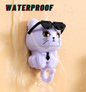 Almacenamiento en el hogar Utilidad Decoraciones de pared Adhesivo creativo Gato Abrigo Titular Perforación Gratis Ganchos para <span class=keywords><strong>llaves</strong></span> Perchas - Product Image 3