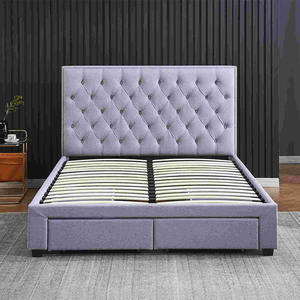 Современная Роскошная бархатная платформа, деревянные кровати с обивкой, двойная кровать размера «super king queen-size» в Калифорнии, с отделением для хранения - Product Image 3