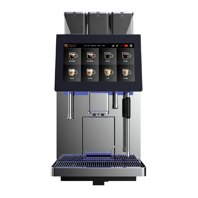 Mesin pembuat kopi Espresso otomatis penuh, ketel ganda komersial profesional opsional