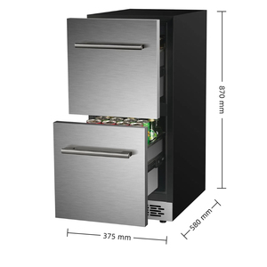 NE-356S-P Enfriador de cerveza de doble cajón, delgado y largo, de acero inoxidable, con temperatura constante, refrigerador de bebidas para el hogar y hoteles - Product Image 5