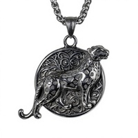 Collier rétro hip-hop en acier inoxydable, pendentifs tête de tigre et léopard, bijoux transfrontaliers, best‑seller pour hommes