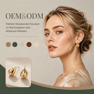 ต่างหูแบบติดหู OEM ODM ขายส่ง ต่างหูทรงหยดน้ำชุบทองแบบกลวง เงางาม รูปทรงหยดน้ำ เครื่องประดับสำหรับผู้หญิง - Product Image 1