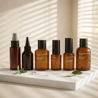 Bouteille de voyage transparente en PET ambré pour lotion, shampoing, gel douche 50ml 100ml avec bouchon à vis noir et pompe verseuse vide pour cosmétiques – Vente en gros