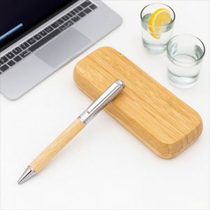 Juego de Bolígrafo y Pluma Estilográfica de Bambú con Logotipo Personalizado de Alta Calidad, Promocional para Escritura Empresarial y Regalo Escolar para Empresas - Product Image 4