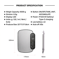Balance de Cuisine Intelligente avec Précision de 0,5g, Calculateur de Calories Alimentaires pour les Passionnés de Fitness, Capacité de 6kg, Grand Écran LED