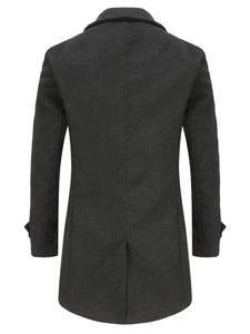 Manteau en laine pour hommes d'hiver 2024 mode double boutonnage avec manteau en laine de longueur moyenne en coton - Product Image 5