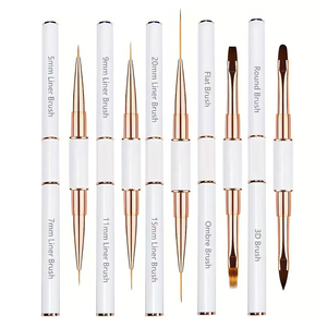 Set di 5 Pennelli <span class=keywords><strong>per</strong></span> Nail Art in Alluminio a Doppia Punta <span class=keywords><strong>per</strong></span> Colorazione e Decorazione, <span class=keywords><strong>per</strong></span> Fototerapia e Modellatura - Product Image 1