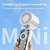 Ventilador de Mano Eléctrico Inalámbrico con Placa de Enfriamiento, 100 Niveles de Ajuste Gradual, Refrigeración por Hielo, Pequeño y Potente