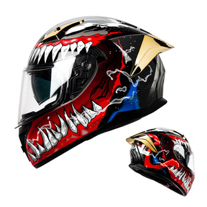 Casque de moto intégral style racing avec visière solaire intégrée, antichoc, aérodynamique et protecteur - Product Image 1
