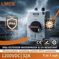 Interrupteur solaire étanche LMEB M12 DC pour extérieur, interrupteur photovoltaïque DC avec niveau IP66 1200V 32A pour systèmes DC 12V
