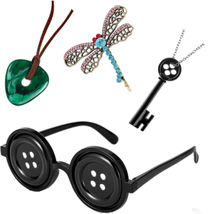 Juego de 4 Piezas de Plástico con Botones, Ojos, Gafas, Llaves, Collar, Pinza para el Cabello, <span class=keywords><strong>Piedra</strong></span> Verde, Accesorios para Disfraces de Halloween y Fiestas - Product Image 1