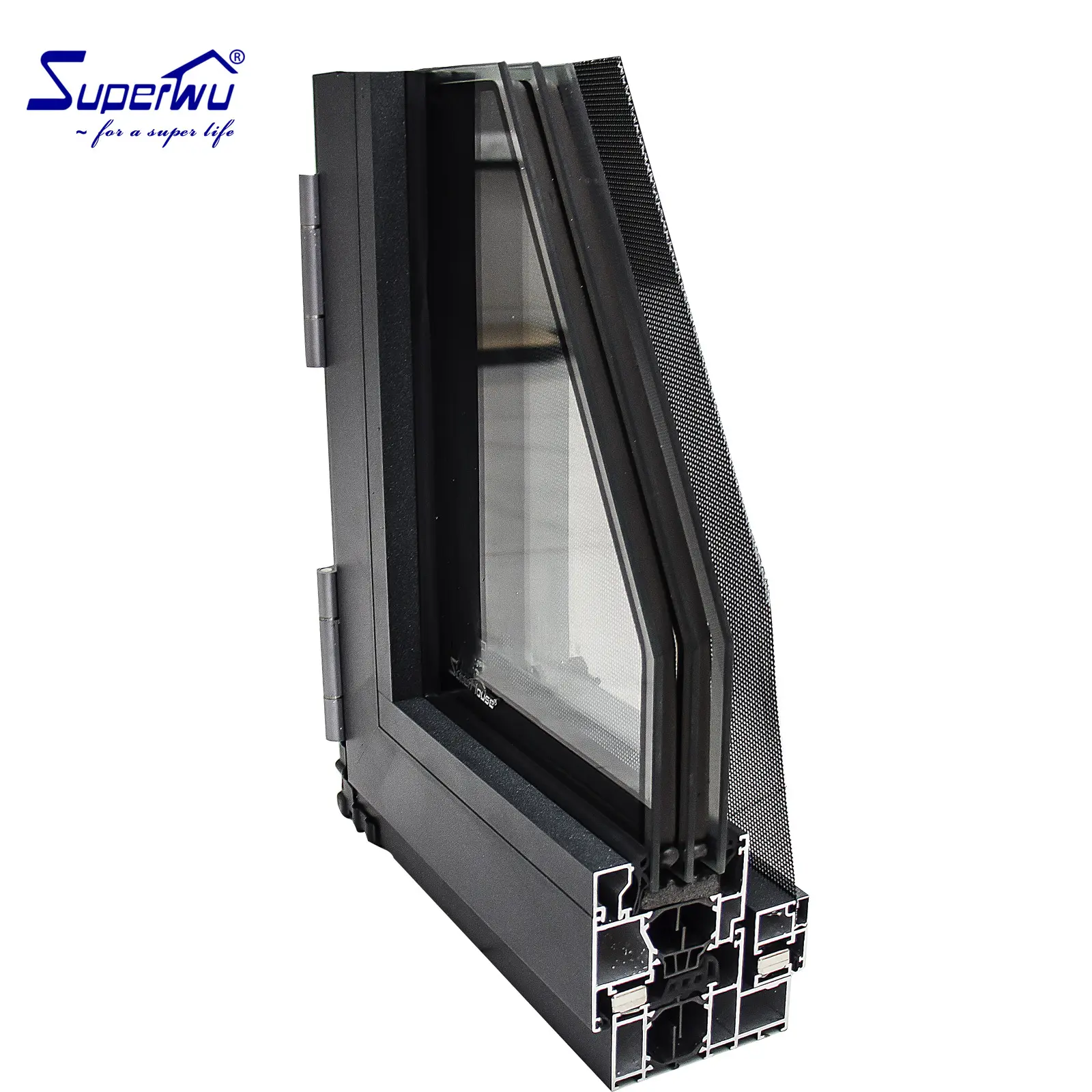 Superhouse prefabricated windows and doors customized aluminum casement window manufacturers supply double glazing swing window