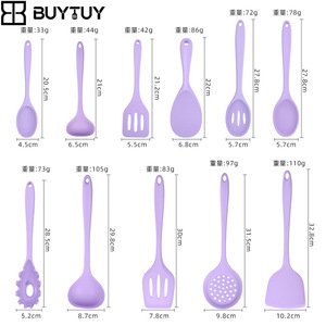 <b>Silicone</b> Cooking Utensils Set 11 Pieces Non-Stick Heat Resistant Kitchen <b>Tools</b> For Frying Stirring Serving Spoons Spatulas - Product Image 5