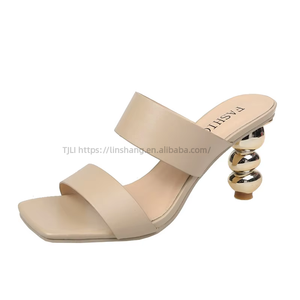 Summer Fashion Electroplated Flip-flops High Heels Ladies <b>Shoes</b> Irregular-Shaped Gourd-Heeled Sexy Ankle Strap Large Winter - Product Image 4