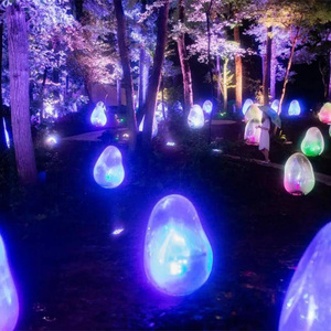 ประติมากรรมรูปไข่ไดโนเสาร์หลากสีสันสำหรับตกแต่งภายนอกอาคาร พร้อมไฟสั่งทำพิเศษสำหรับธีมปาร์คในช่วงเทศกาล ไฟสนามหญ้าแรงดันต่ำสำหรับจัดสวน - Product Image 3