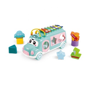 Huada Trẻ Em Phim Hoạt Hình ABS Nhựa Trường Hình Dạng Trận Đấu Khối Xe Buýt Bàn Phím Đàn Piano Đồ Chơi Cho Trẻ Em - Product Image 5