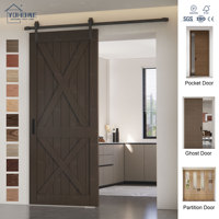 Porte coulissante en mélamine de style rustique espagnol avec kit de quincaillerie pour une utilisation intérieure dans une villa, un hôtel, une chambre à coucher, une cuisine