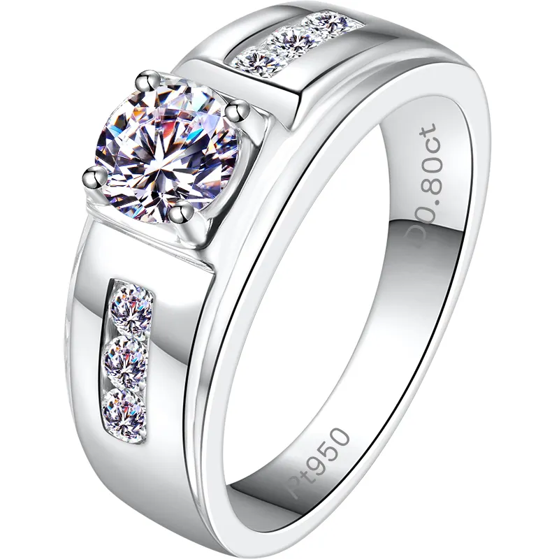 Joyería cristiana anillo de compromiso para mujer para deshierbe moissanita diamante plata esterlina plata redonda plata Real 925 hombres D Color