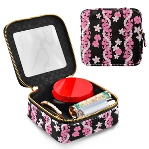 Luxury Custom Puakenikeni Pink Lei Print Cosmetic <b>Box</b> Travel Organizer Portable <b>Makeup</b> <b>Storage</b> Bags Small Cosmetic Case - Product Image 1