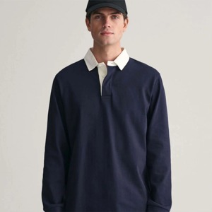 Polo de Manga Larga para Hombre, Tejido, Color Azul Marino Sólido, Estilo Casual, Corte Regular, Material de Algodón, Diseño Antipilling - Product Image 2
