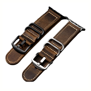 HUANLONG 38mm-49mm Unisex Leather Watch Band, Vintage Soft Lightweight Strap with Adjustable Pin - Product Image 1